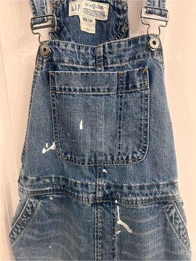GAP Light Blue Denim Overalls with Paint Splatter